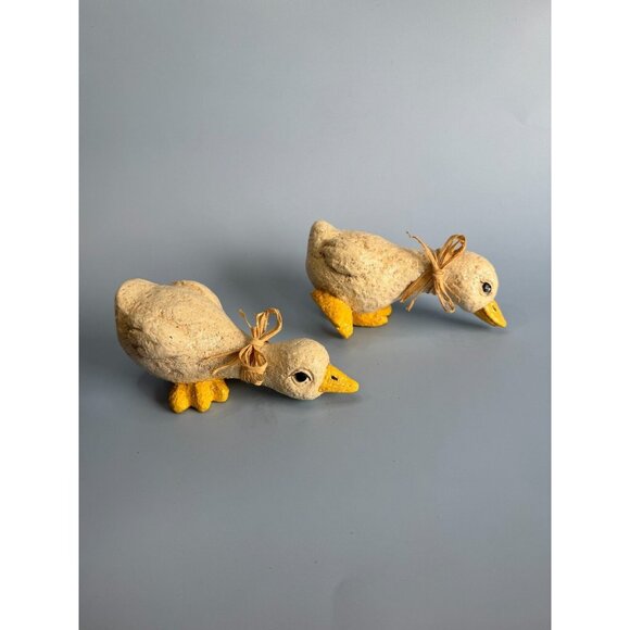 Vintage Enesco Baby Duck Figurines With Ribbons & Glitter 6" Long Easter Decor - Picture 7 of 14